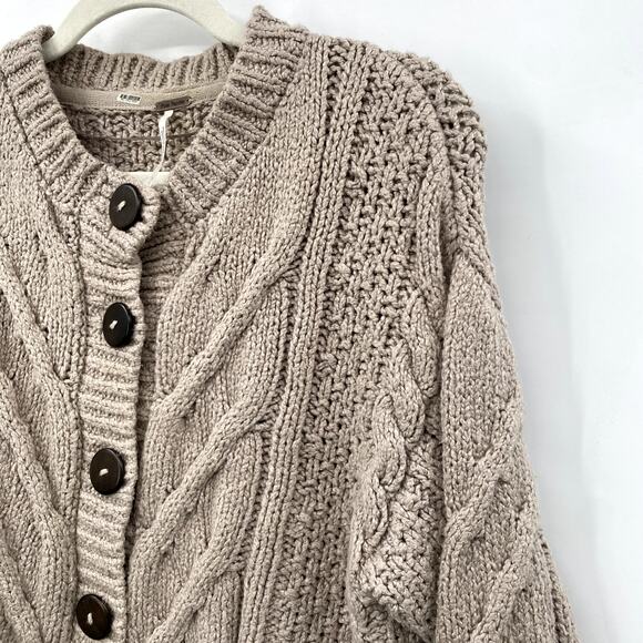 Free People Bonfire Cable Knit Cardigan Sweater - Picture 3 of 7